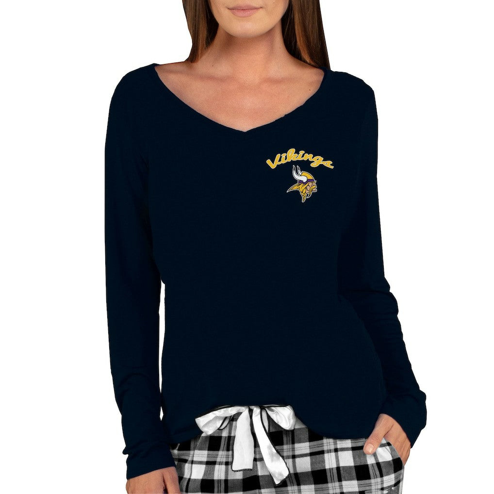 Concepts Sport Women's Marathon Knit Long Sleeve Lightweight V-Neck Lounge Top - Minnesota Vikings