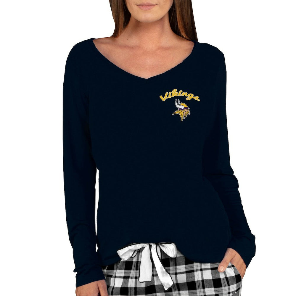 Concepts Sport Women's Marathon Knit Long Sleeve Lightweight V-Neck Lounge Top - Minnesota Vikings
