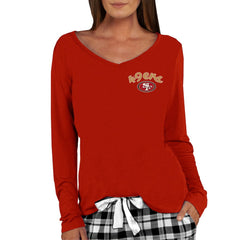 Concepts Sport Women's Marathon Knit Long Sleeve Lightweight V-Neck Lounge Top - San Francisco 49ers