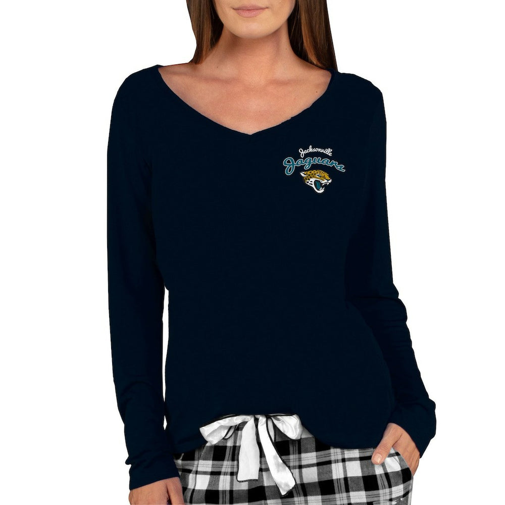 Concepts Sport Women's Marathon Knit Long Sleeve Lightweight V-Neck Lounge Top - Jacksonville Jaguars