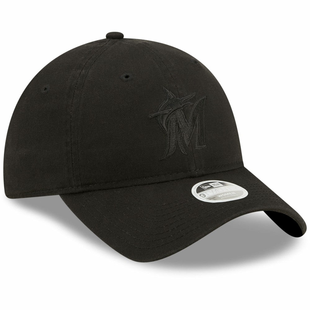 MLB Miami Marlins New Era Women's Black on Black Core Classic II 9TWENTY Adjustable Hat