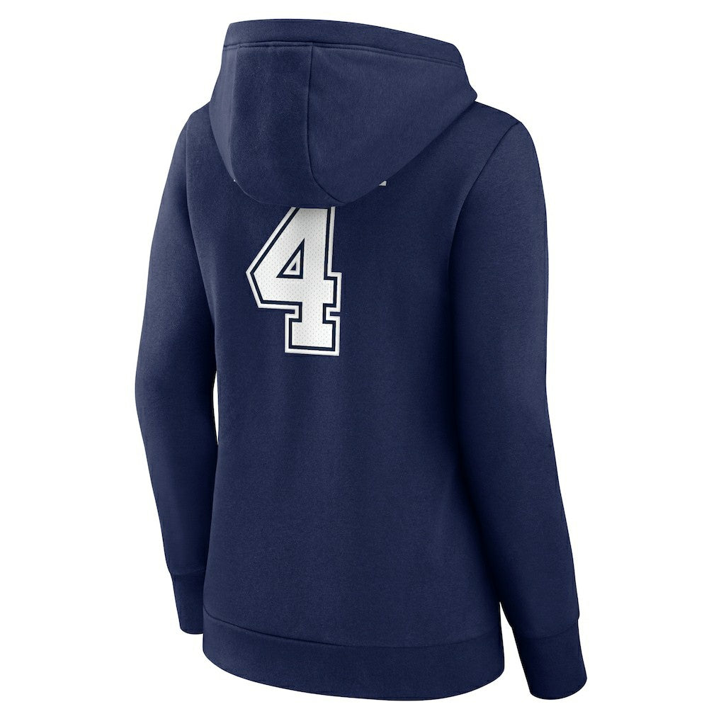 Dak Prescott  Women's Player Icon Name & Number V-Neck Pullover Hoodie - Dallas Cowboys