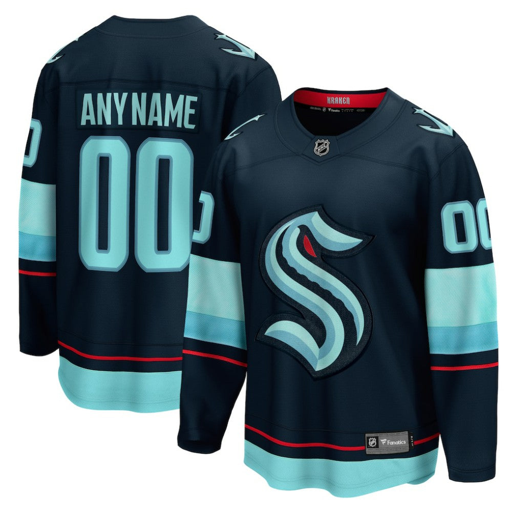 NHL Deep Sea Blue Seattle Kraken Fanatics Home Breakaway Custom Jersey