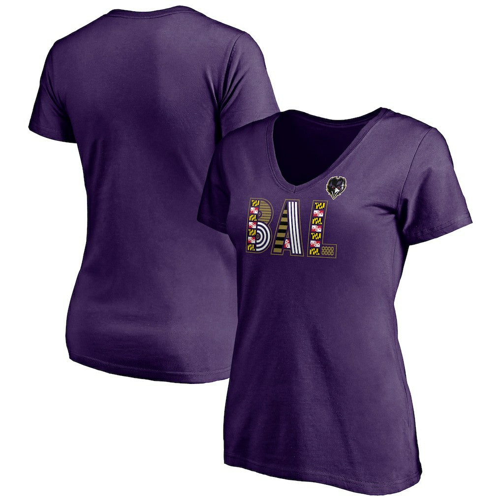 Women's Hometown Collection Wildcat V-Neck T-Shirt - Baltimore Ravens