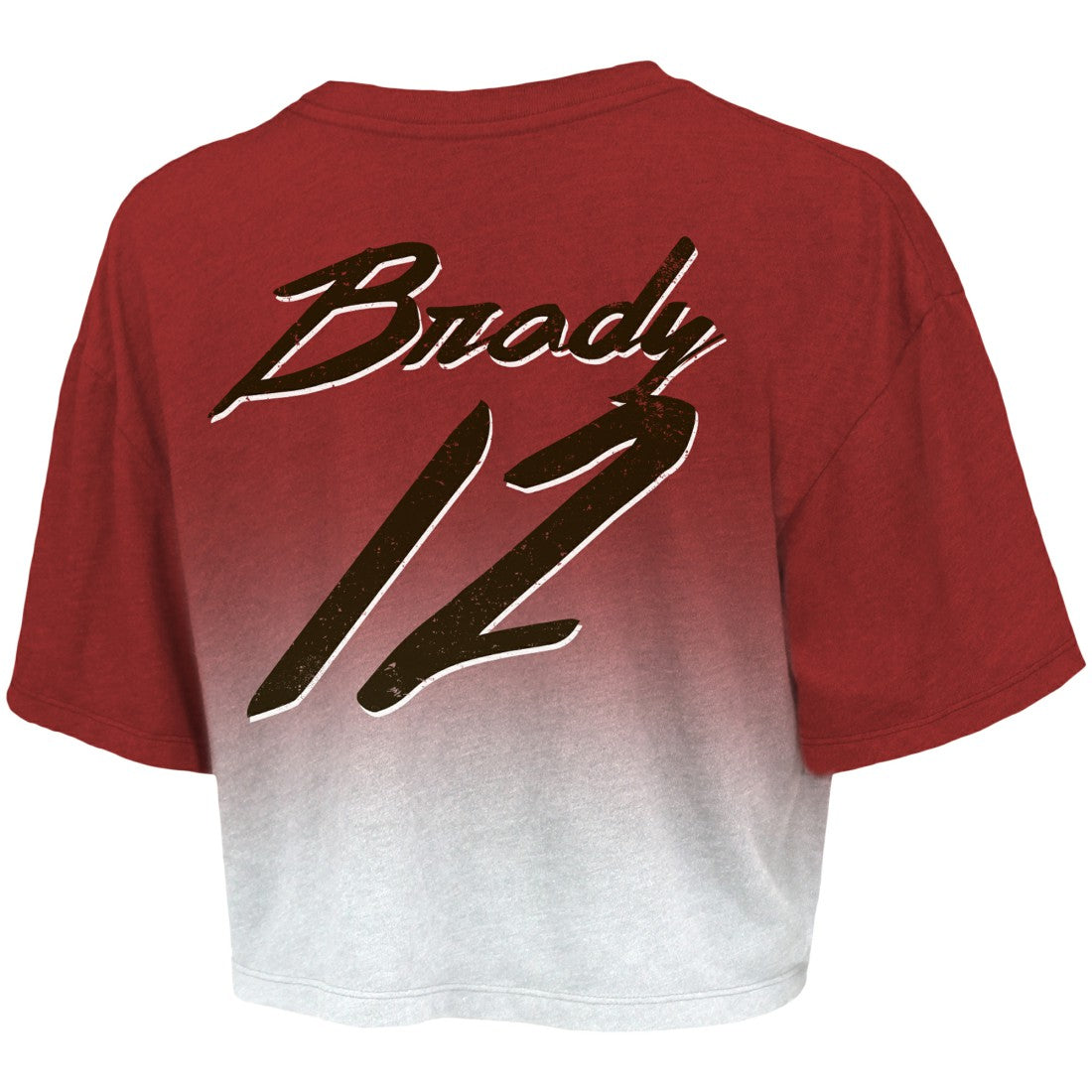 Tom Brady  Majestic Threads Women's Drip-Dye Player Name & Number Tri-Blend Crop T-Shirt - Tampa Bay Buccaneers