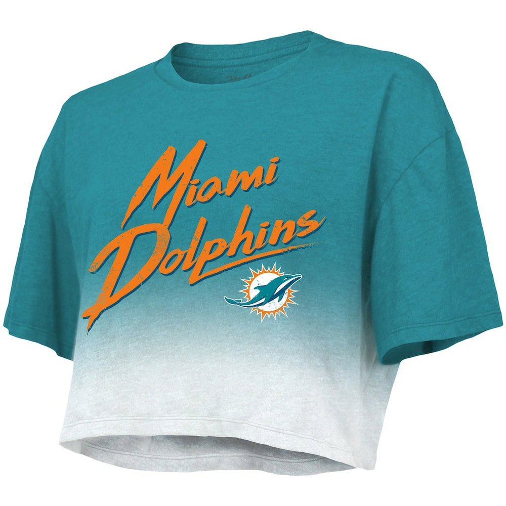 Tua Tagovailoa  Majestic Threads Women's Dip-Dye Player Name & Number Crop Top - Miami Dolphins
