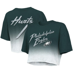 Jalen Hurts  Majestic Threads Women's Dip-Dye Player Name & Number Crop Top - Philadelphia Eagles
