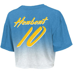 Justin Herbert  Majestic Threads Women's Dip-Dye Player Name & Number Crop Top - Los Angeles Chargers
