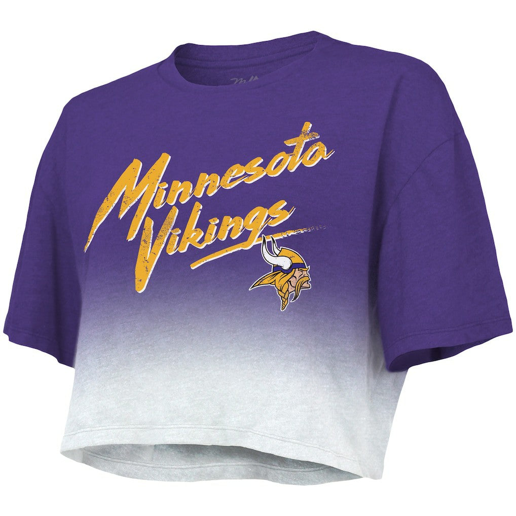 Justin Jefferson  Majestic Threads Women's Dip-Dye Player Name & Number Crop Top - Minnesota Vikings