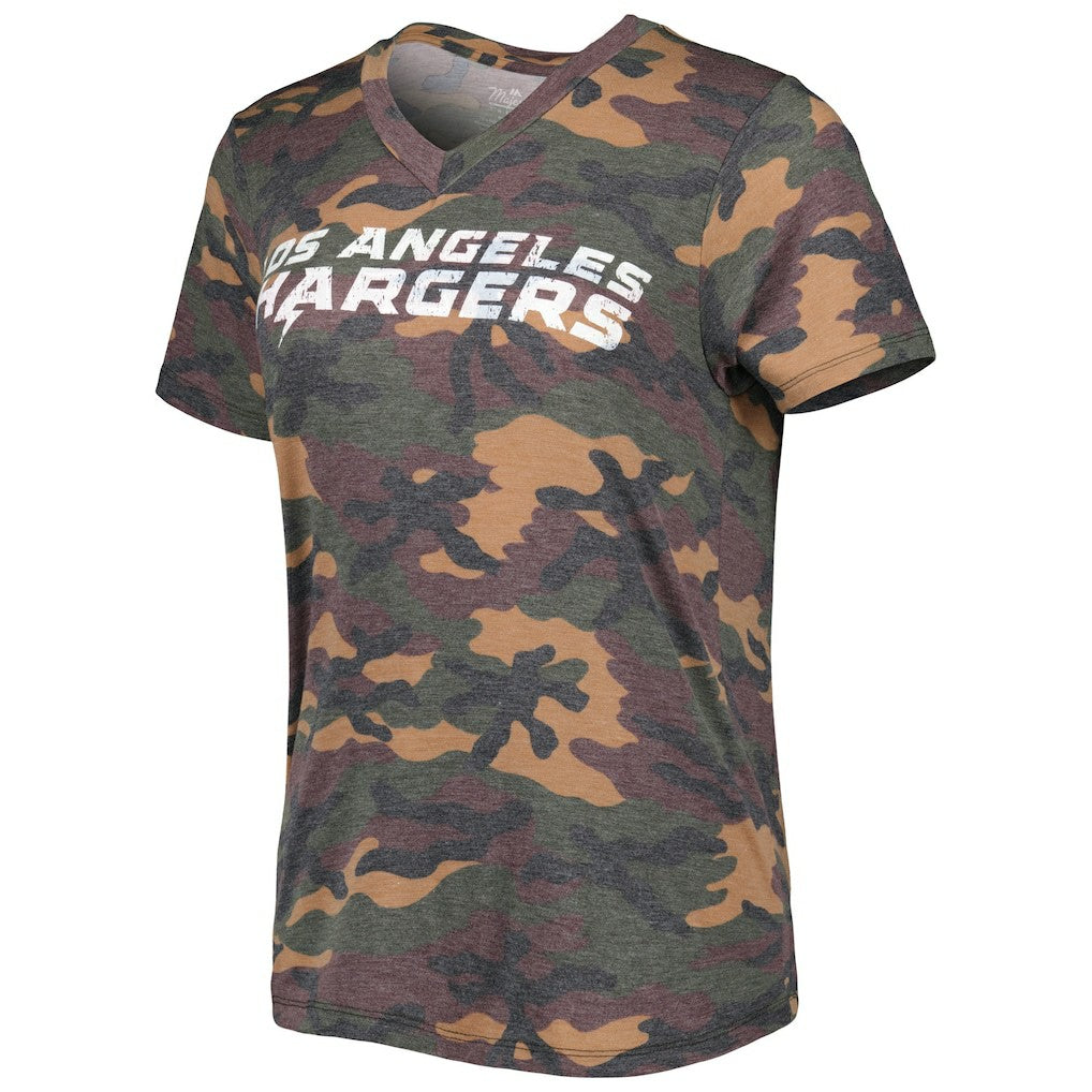 Justin Herbert  Majestic Threads Women's Name & Number V-Neck Tri-Blend T-Shirt - Los Angeles Chargers