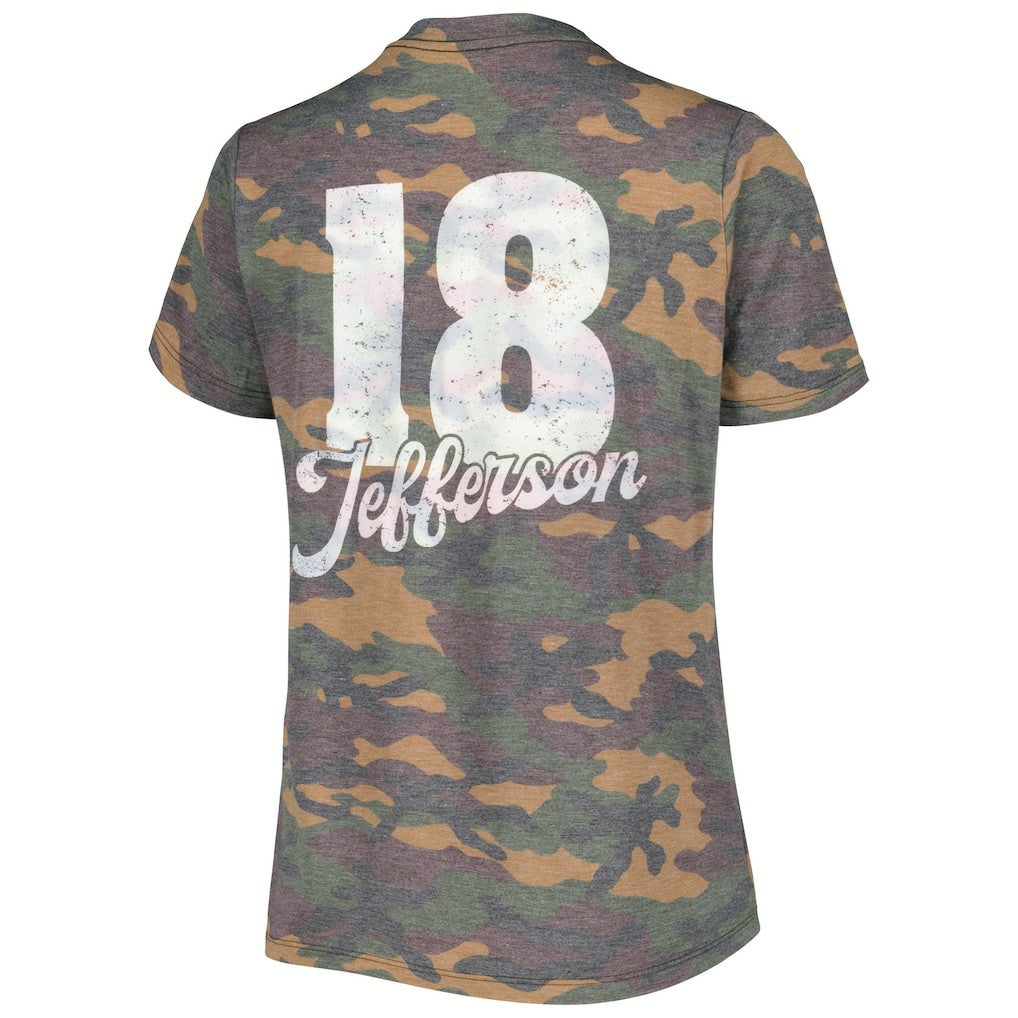 Justin Jefferson  Women's Name & Number Tri-Blend V-Neck T-Shirt - Minnesota Vikings