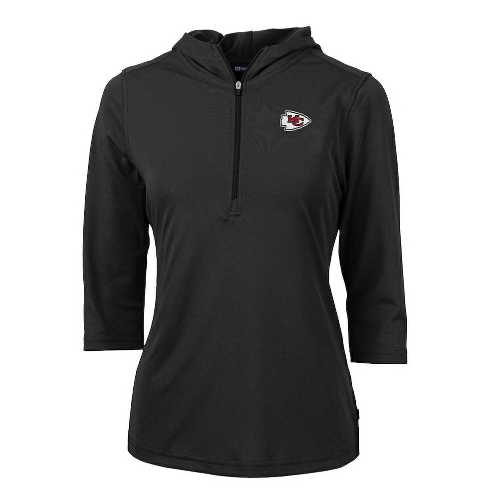 Cutter & Buck Women's Virtue Eco Pique Half-Zip 3/4 Sleeve Pullover Hoodie - Kansas City Chiefs