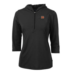 Cutter & Buck Women's Virtue Eco Pique Half-Zip 3/4 Sleeve Pullover Hoodie - Cincinnati Bengals