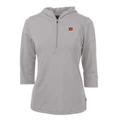 Cutter & Buck Women's Virtue Eco Pique Half-Zip 3/4 Sleeve Pullover Hoodie - Cincinnati Bengals