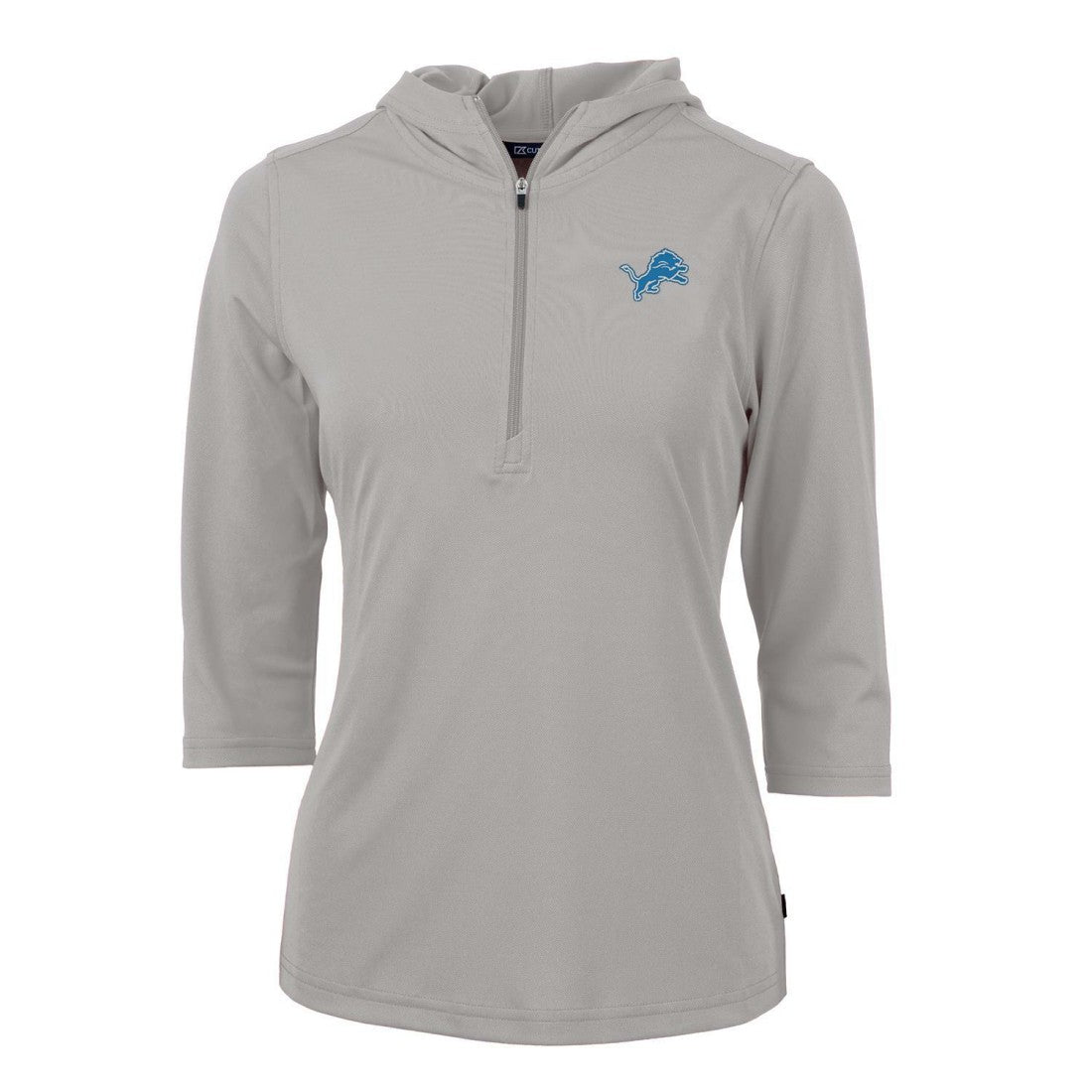 Cutter & Buck Women's Virtue Eco Pique Half-Zip 3/4 Sleeve Pullover Hoodie - Detroit Lions