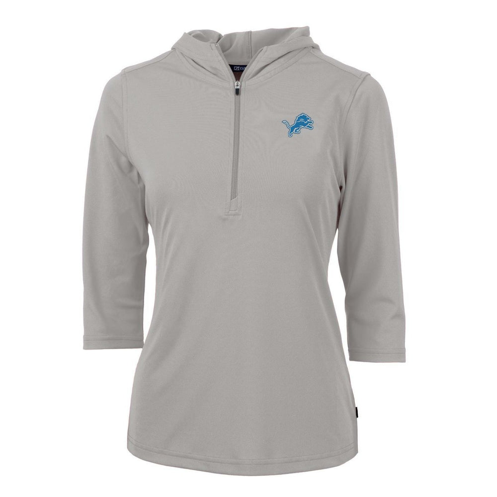 Cutter & Buck Women's Virtue Eco Pique Half-Zip 3/4 Sleeve Pullover Hoodie - Detroit Lions