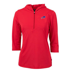 Cutter & Buck Women's Virtue Eco Pique Half-Zip 3/4 Sleeve Pullover Hoodie - Buffalo Bills