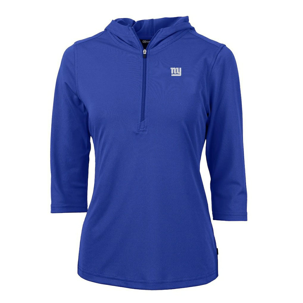 Cutter & Buck Women's Virtue Eco Pique Half-Zip 3/4 Sleeve Pullover Hoodie - New York Giants