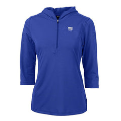 Cutter & Buck Women's Virtue Eco Pique Half-Zip 3/4 Sleeve Pullover Hoodie - New York Giants