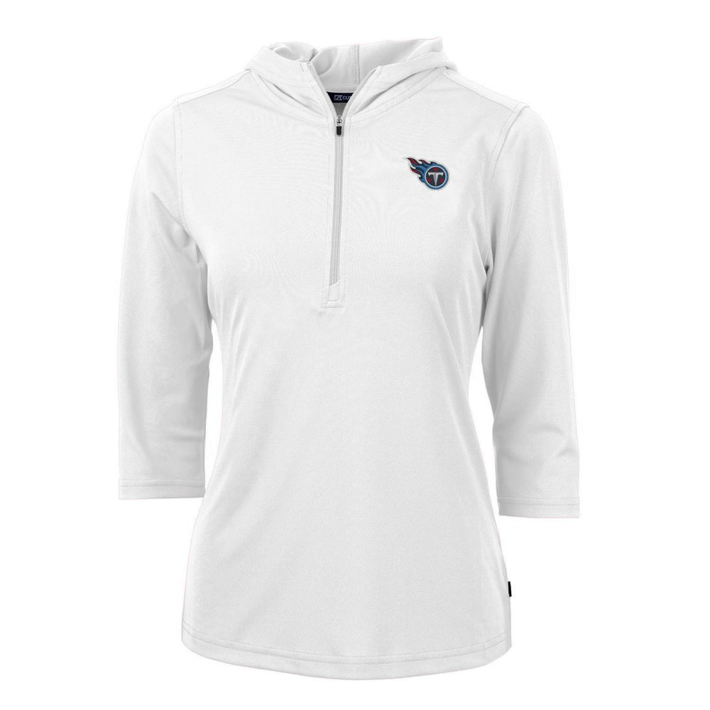 Cutter & Buck Women's Virtue Eco Pique Half-Zip 3/4 Sleeve Pullover Hoodie - Tennessee Titans
