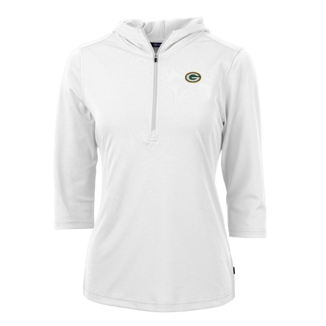Cutter & Buck Women's Virtue Eco Pique Half-Zip 3/4 Sleeve Pullover Hoodie - Green Bay Packers