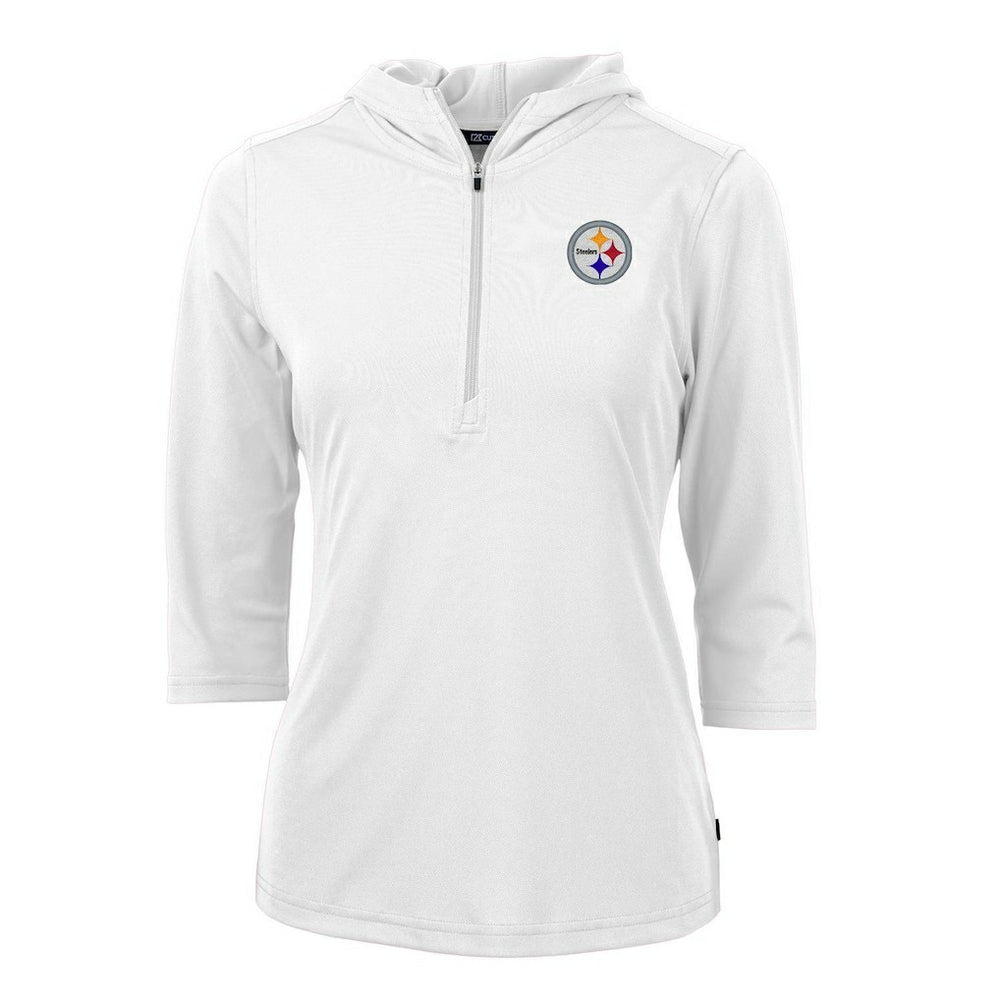 Cutter & Buck Women's Virtue Eco Pique Half-Zip 3/4 Sleeve Pullover Hoodie - Pittsburgh Steelers