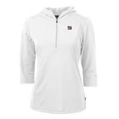 Cutter & Buck Women's Virtue Eco Pique Half-Zip 3/4 Sleeve Pullover Hoodie - New York Giants