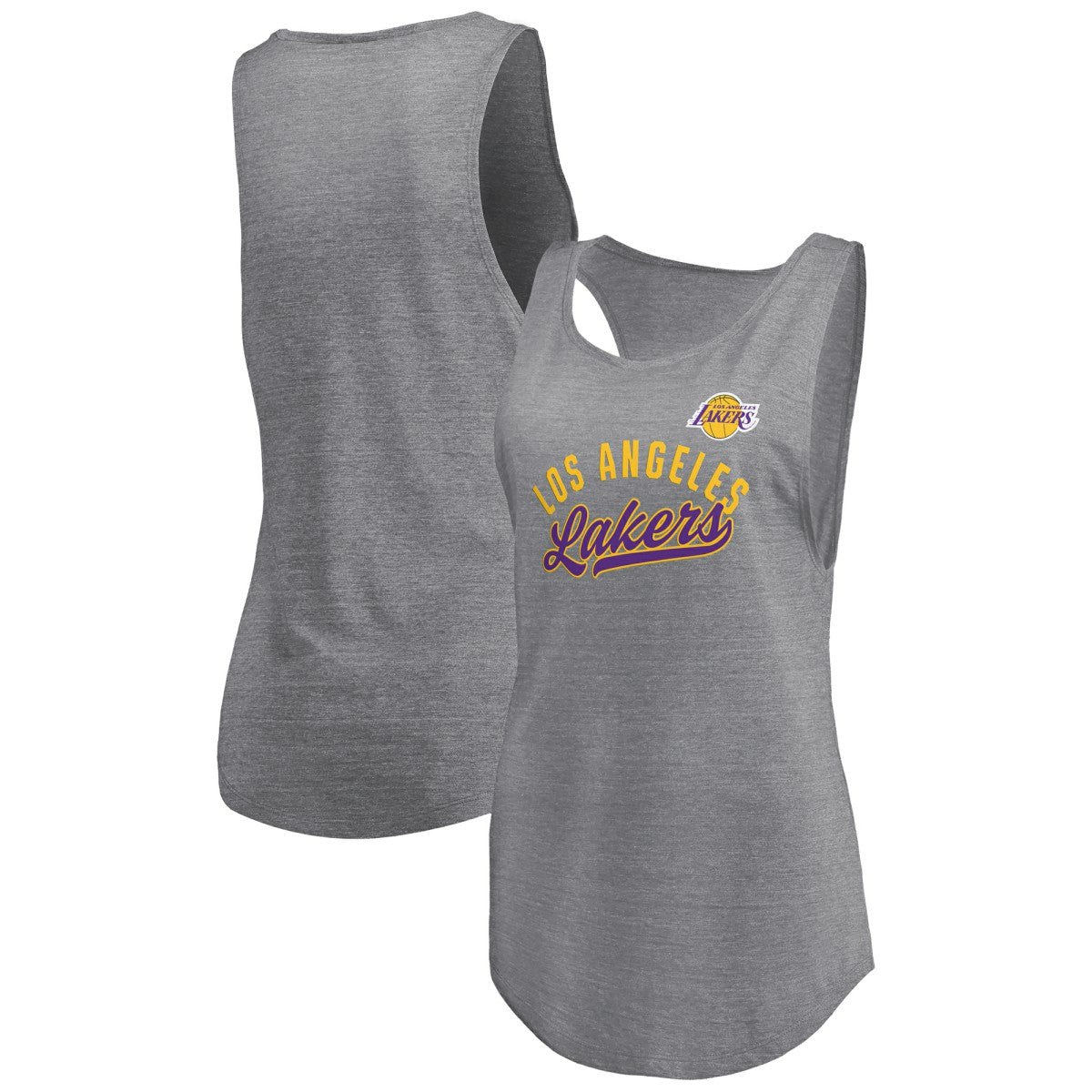 NBA Los Angeles Lakers Women's Quality Time Open Scoop Neck Tri-Blend Tank Top