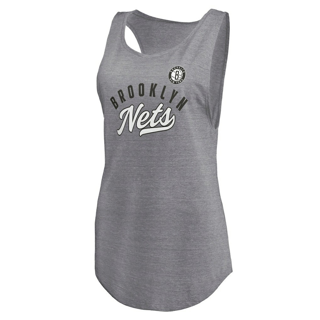 NBA Brooklyn Nets Women's Quality Time Open Scoop Neck Tri-Blend Tank Top