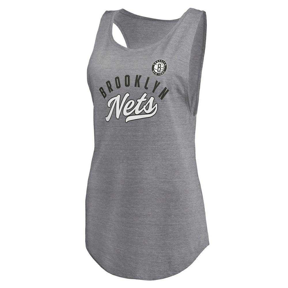 NBA Brooklyn Nets Women's Quality Time Open Scoop Neck Tri-Blend Tank Top
