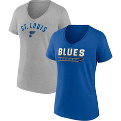 NHL Blue/Heathered Gray St. Louis Blues Fanatics Women's Parent 2-Pack V-Neck T-Shirt Set
