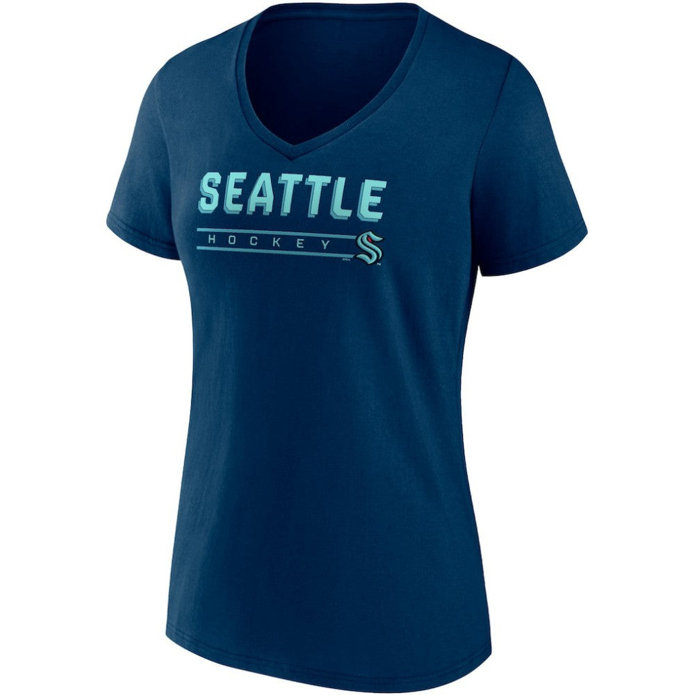 NHL Deep Sea Blue/Gray Seattle Kraken Fanatics Women's Parent 2-Pack V-Neck T-Shirt Set