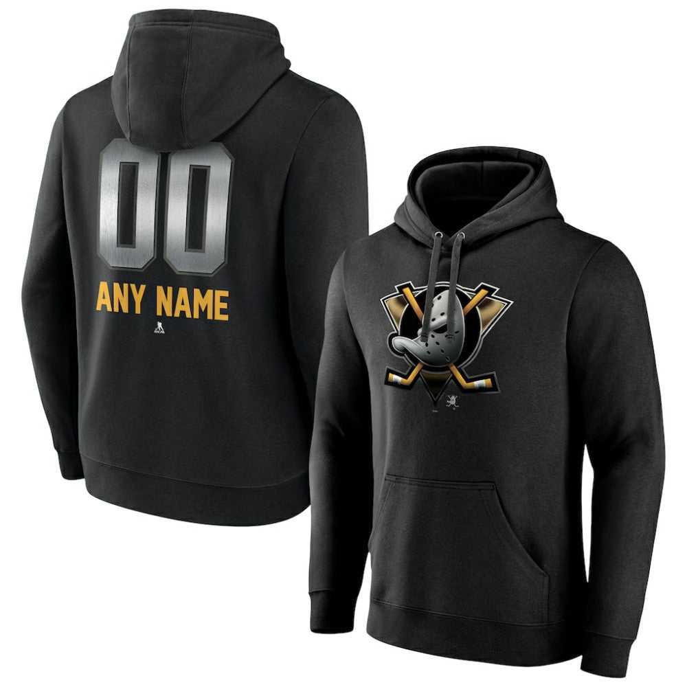 NHL Black Anaheim Ducks Personalized Midnight Mascot Logo Pullover Hoodie