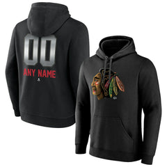NHL Black Chicago Blackhawks Personalized Midnight Mascot Logo Pullover Hoodie