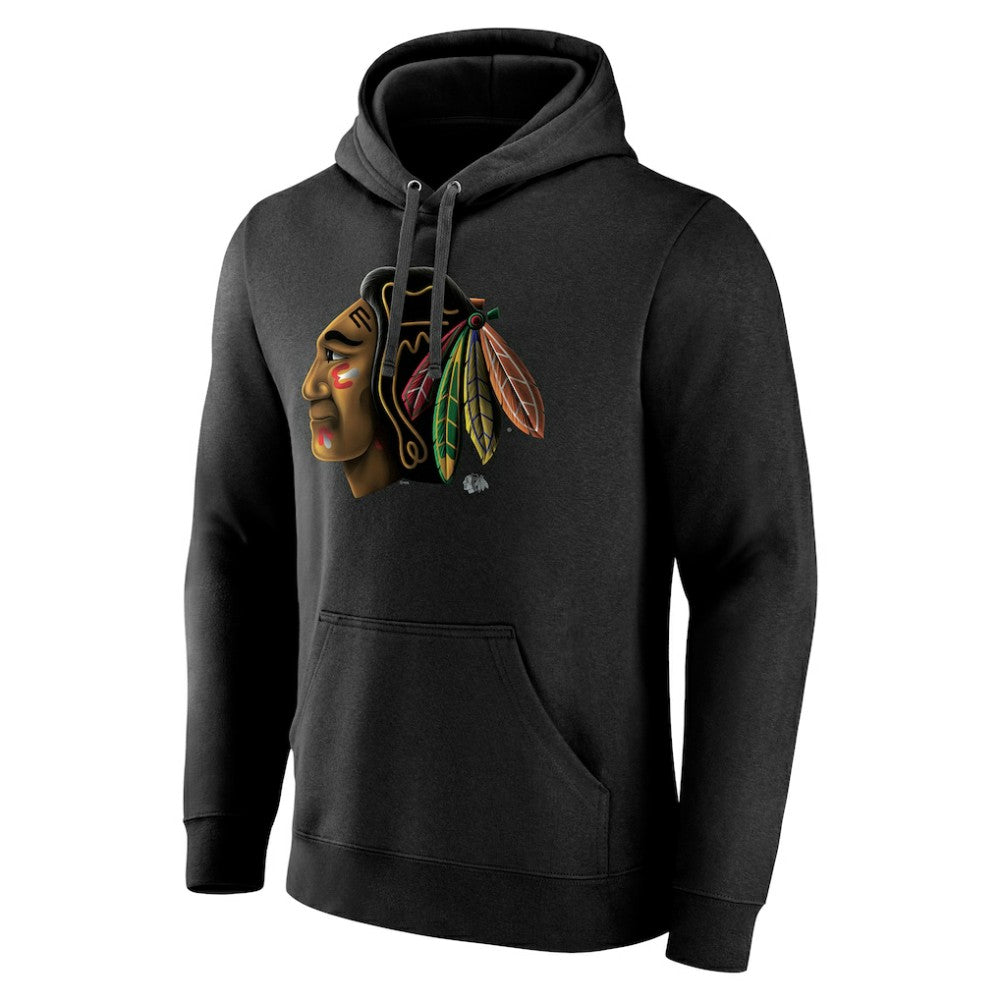 NHL Black Chicago Blackhawks Personalized Midnight Mascot Logo Pullover Hoodie