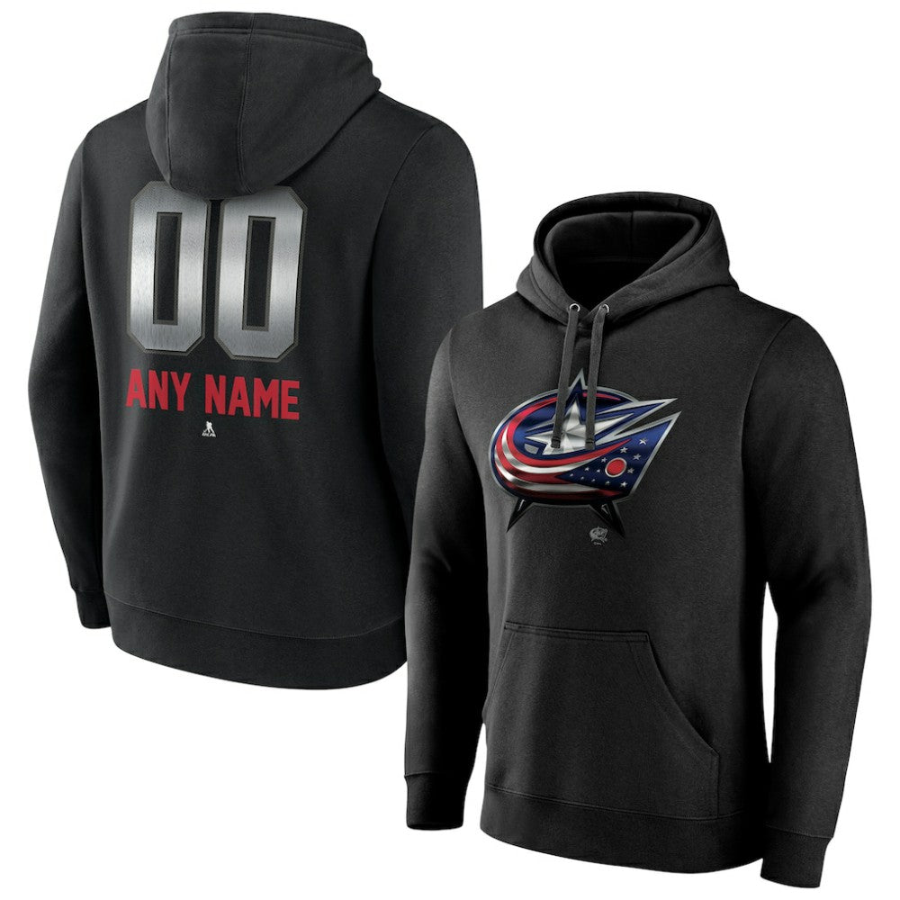 NHL Black Columbus Blue Jackets Personalized Midnight Mascot Logo Pullover Hoodie
