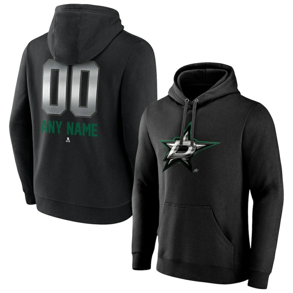 NHL Black Dallas Stars Personalized Midnight Mascot Logo Pullover Hoodie
