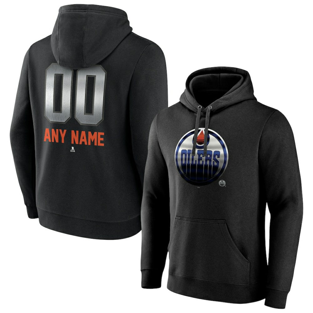 NHL Black Edmonton Oilers Personalized Midnight Mascot Logo Pullover Hoodie