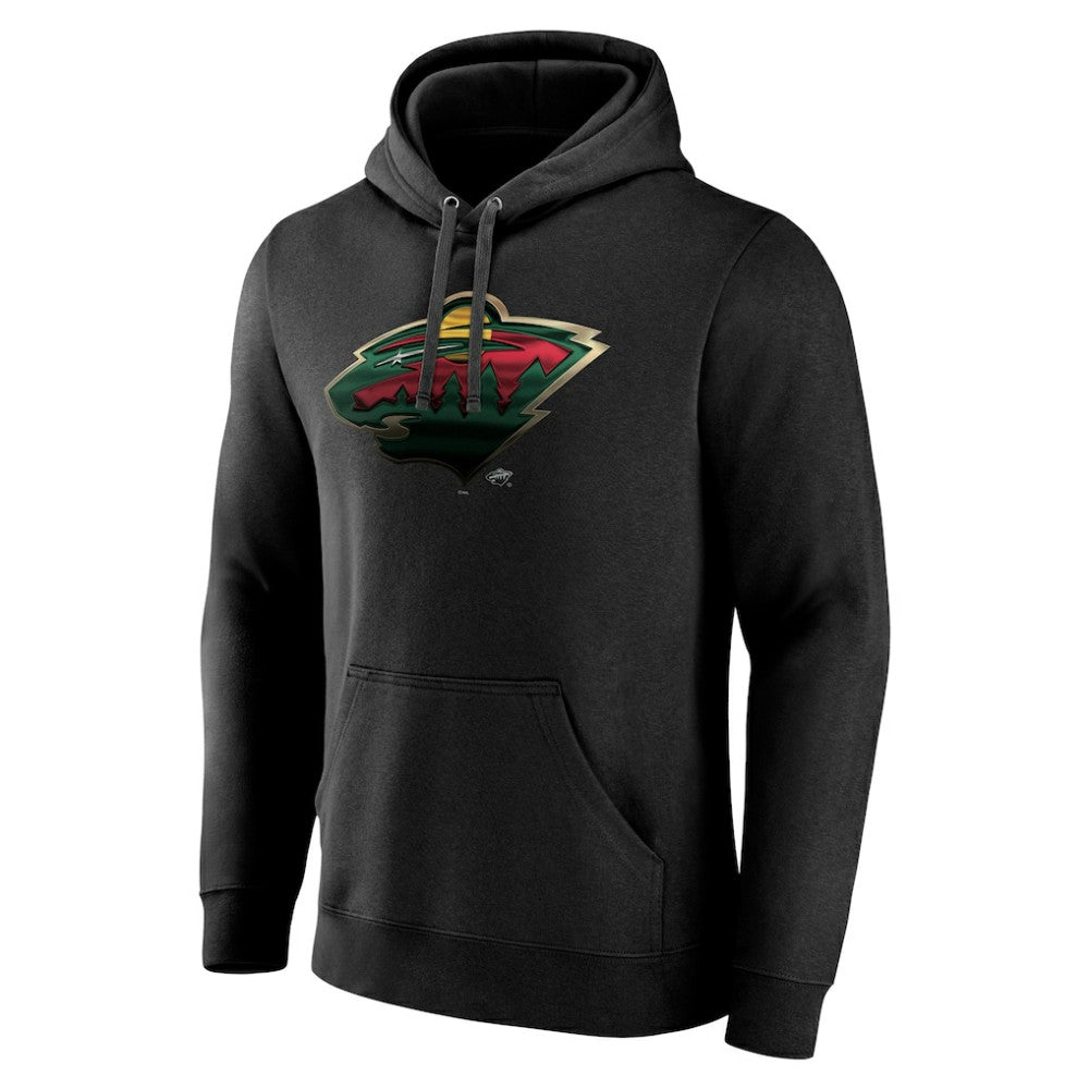 NHL Black Minnesota Wild Personalized Midnight Mascot Logo Pullover Hoodie