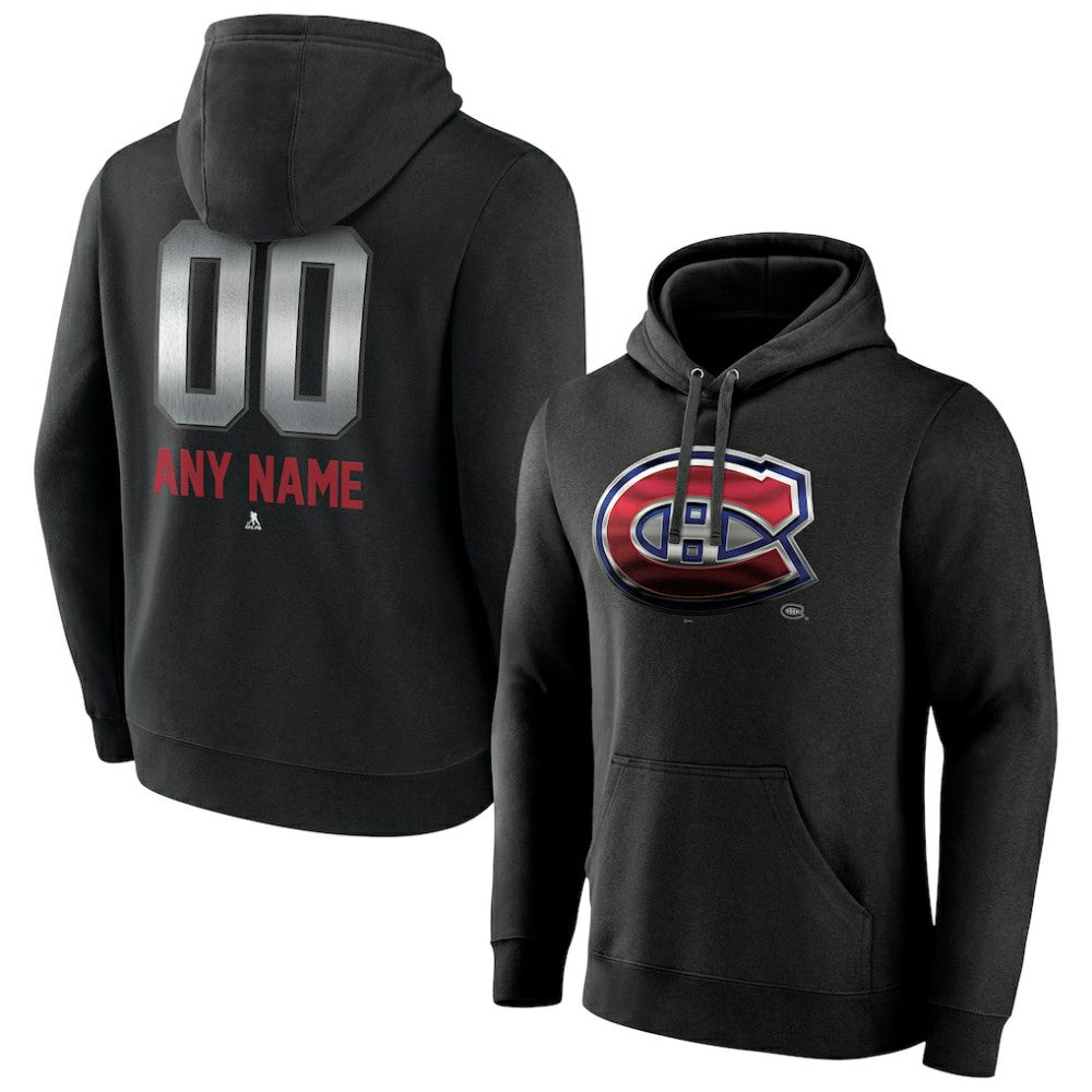 NHL Black Montreal Canadiens Personalized Midnight Mascot Logo Pullover Hoodie