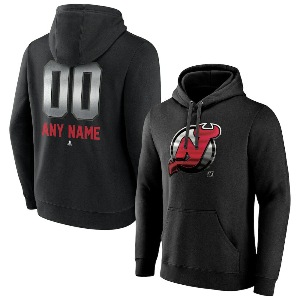 NHL Black New Jersey Devils Personalized Midnight Mascot Logo Pullover Hoodie