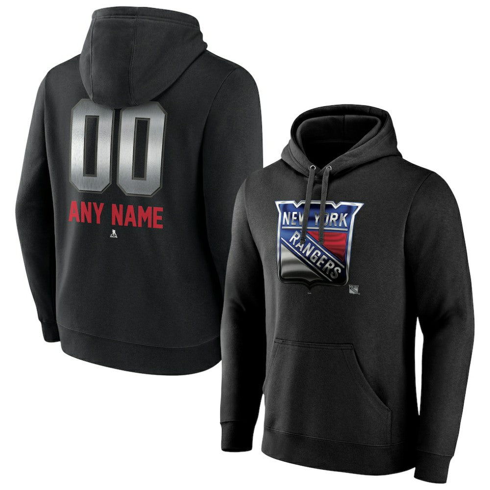 NHL Black New York Rangers Personalized Midnight Mascot Logo Pullover Hoodie