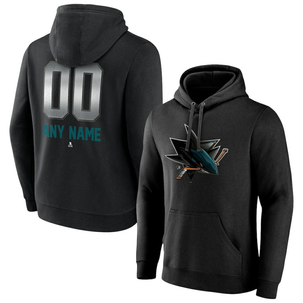 NHL Black San Jose Sharks Personalized Midnight Mascot Logo Pullover Hoodie