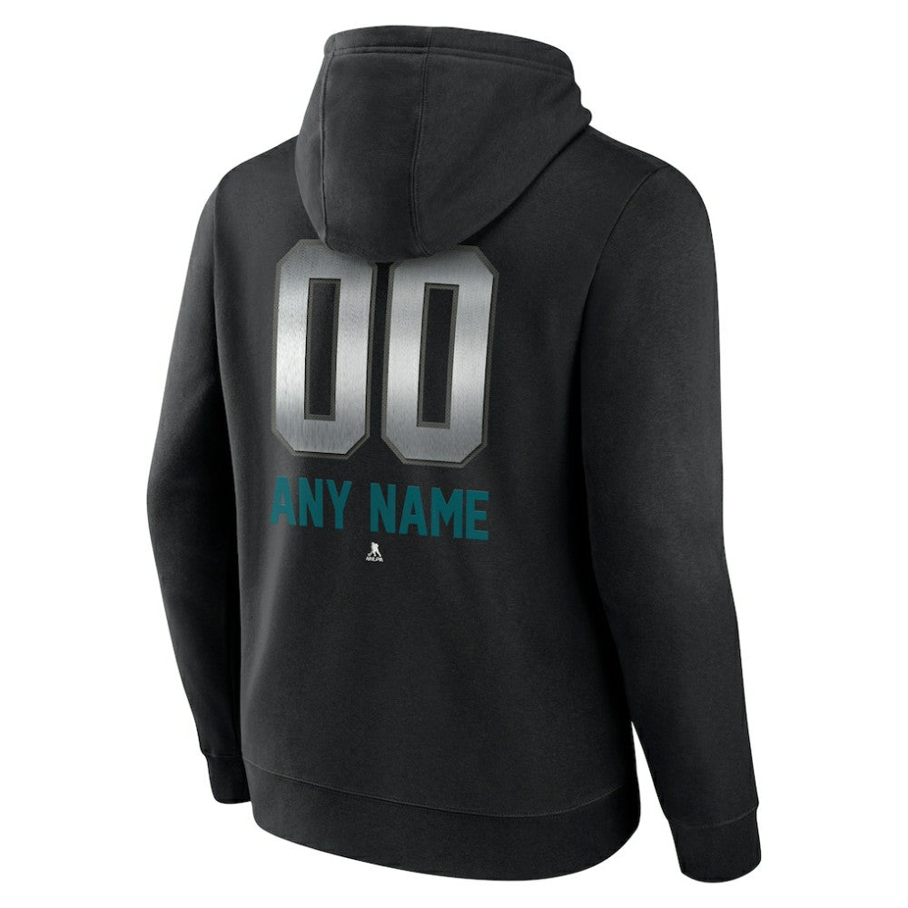NHL Black San Jose Sharks Personalized Midnight Mascot Logo Pullover Hoodie