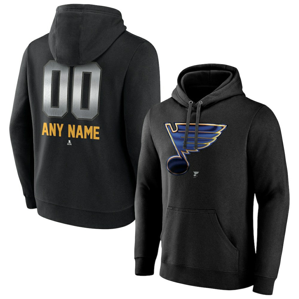 NHL Black St. Louis Blues Personalized Midnight Mascot Logo Pullover Hoodie
