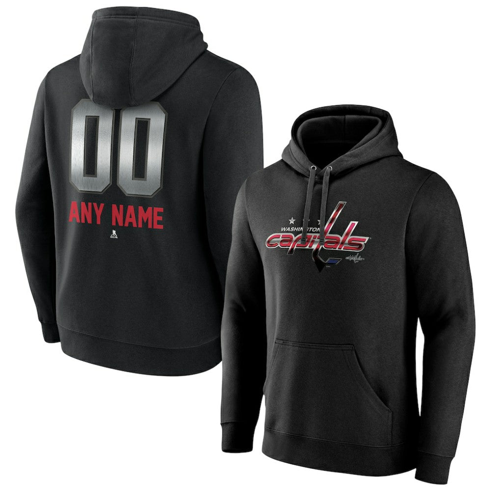 NHL Black Washington Capitals Personalized Midnight Mascot Logo Pullover Hoodie