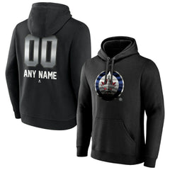 NHL Black Winnipeg Jets Personalized Midnight Mascot Logo Pullover Hoodie