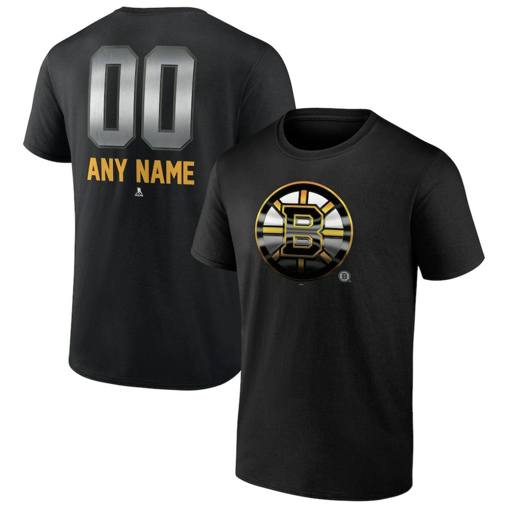 NHL Black Boston Bruins Personalized Midnight Mascot Logo T-Shirt