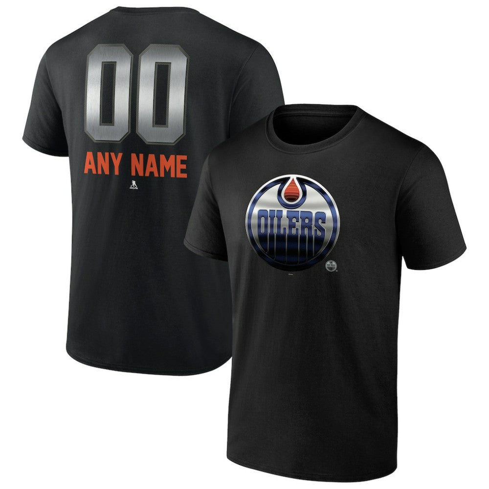 NHL Black Edmonton Oilers Personalized Midnight Mascot Logo T-Shirt