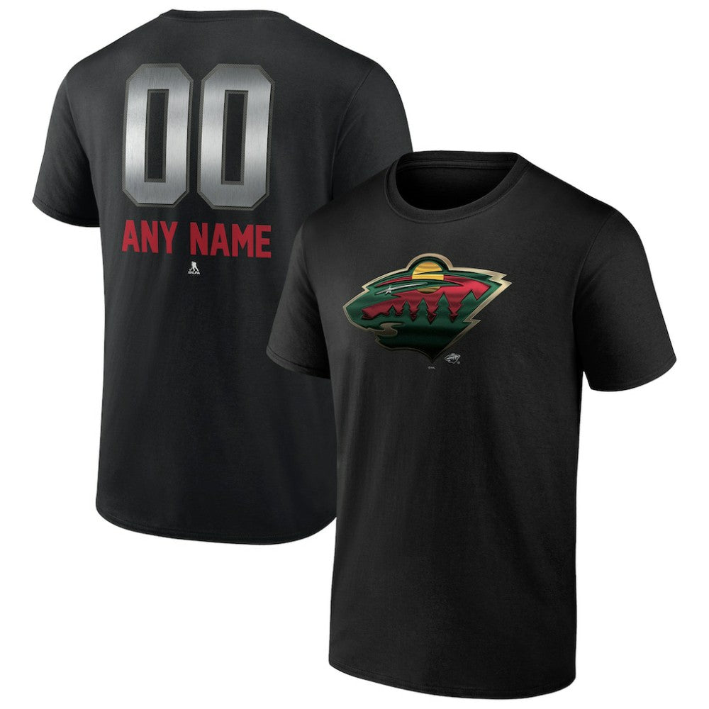 NHL Black Minnesota Wild Personalized Midnight Mascot Logo T-Shirt